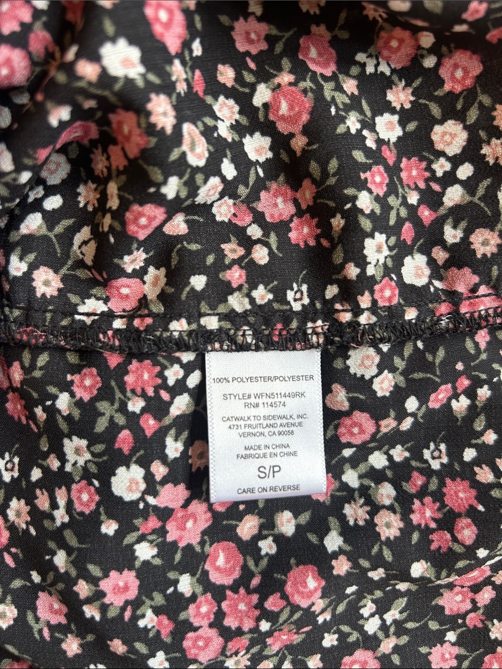 🌸3 FOR $20🌸 
 Pleione Black Floral Ruffle Sleeve Blouse with Pink & White Print - Picture 9 of 10